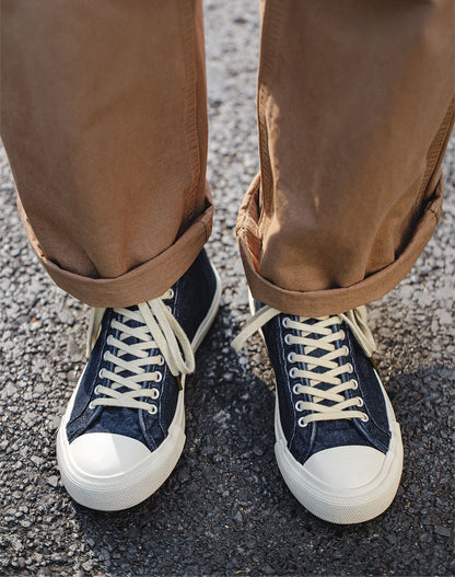 All-Match Casual Washed Denim High-Top Unisex Canvas Shoes