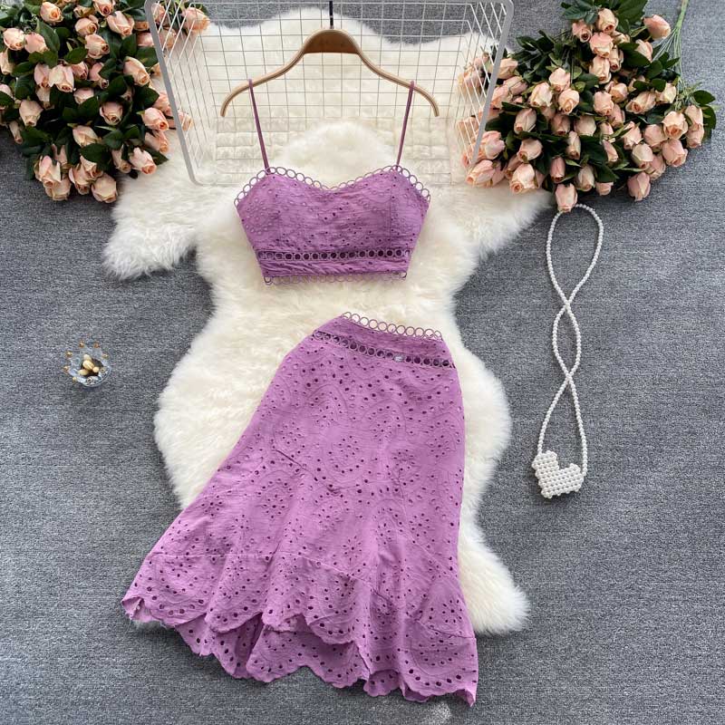 Summer Sexy Camisole Hollow High Waist Women's Suit - Harmony Gallery