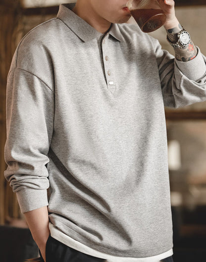 Retro Lapel Polo Loose Bottoming Long-Sleeved Men's Sweater