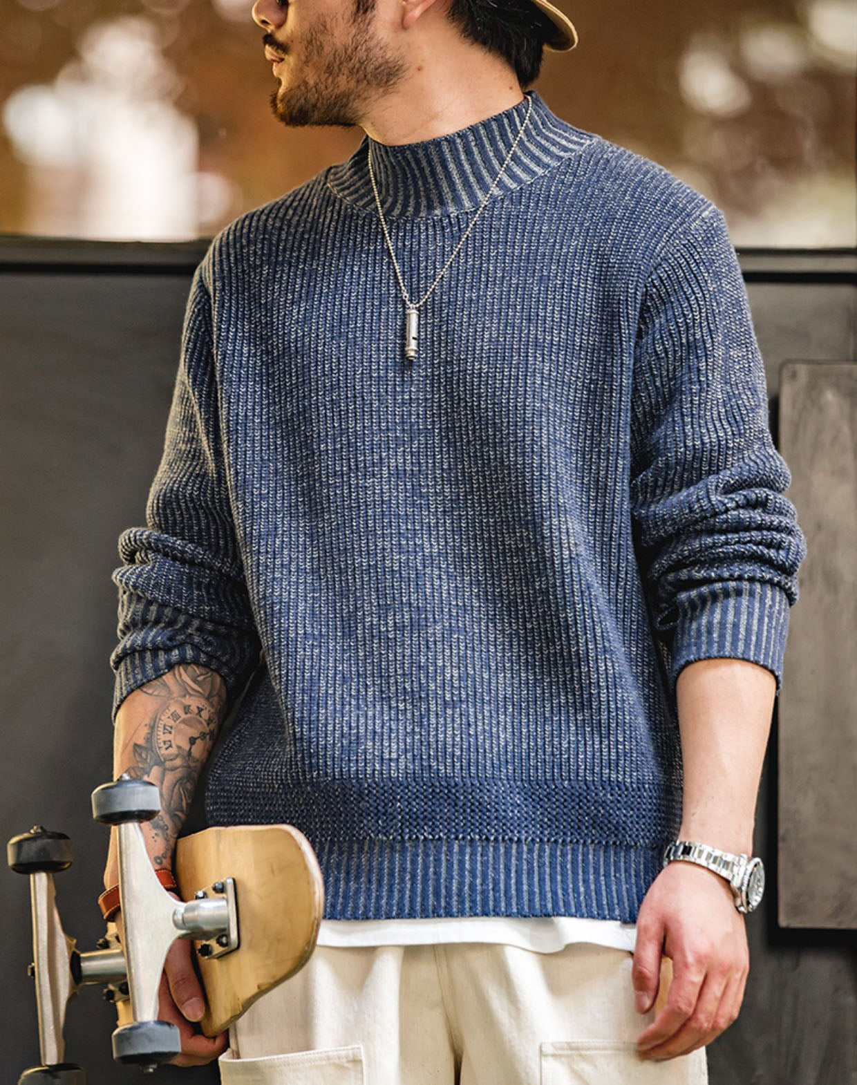 American Double Yarn Sailor Texture Men's Sweater - Harmony Gallery