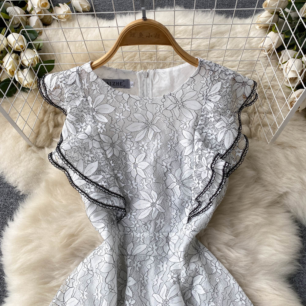Summer American Round Neck French Lace Women's Dress