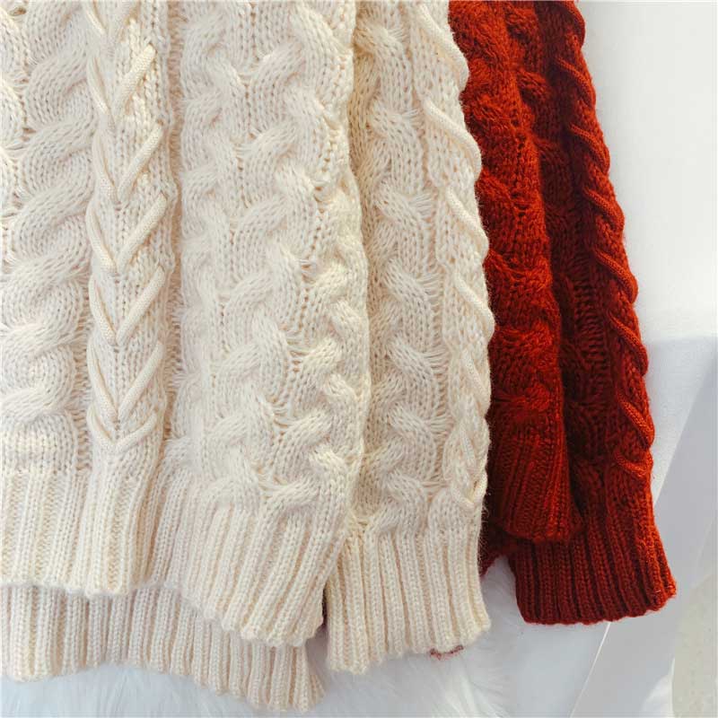 High-Neck Twist Loose Thread Outer Wear Women's Sweater - Harmony Gallery