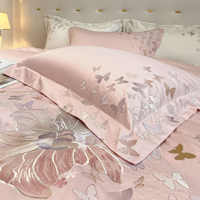 Pastoral Light Luxury Embroidery Quilt Cover Villa Bed Set