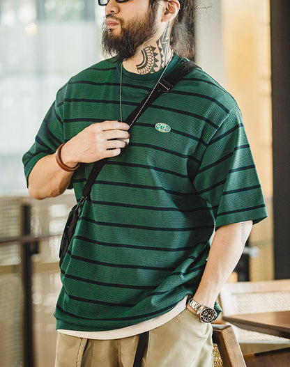 American City Boy Pinstripe Hit Color Loose Tee Men's T-Shirt