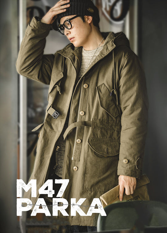 American M47 Heavy Hooded Warm Mid-Length Cotton Men's Coat - Harmony Gallery
