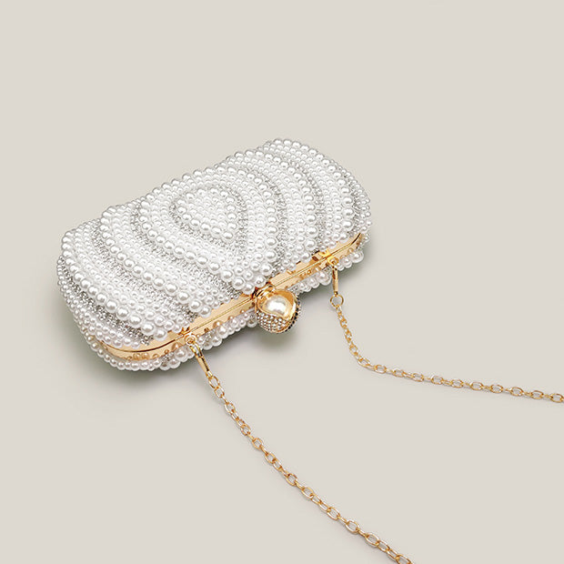 Bolso de mano de mujer de boda nupcial de gama alta con perlas de