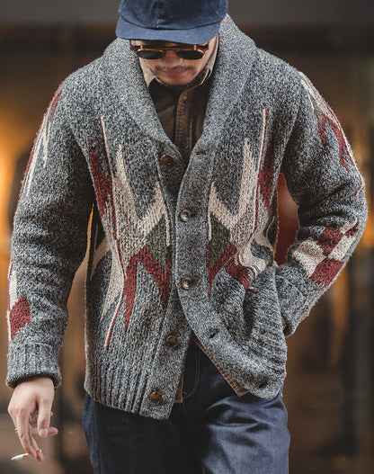 American Retro Indian Cardigan Knitted Men's Jacket