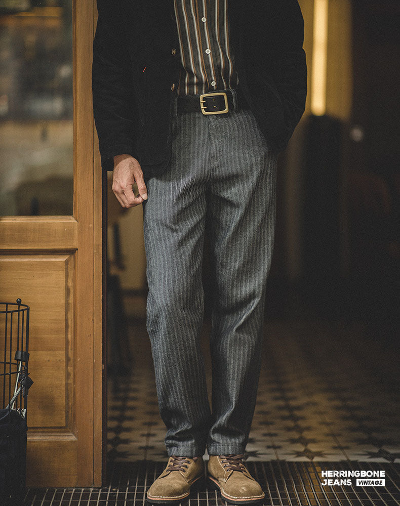 Men's Black/Black Belgravia Herringbone Flannel Trousers | dunhill BH  Online Store