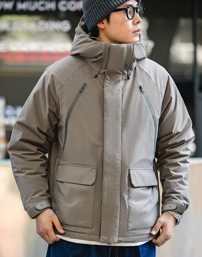 American High-Neck Hooded Warm Cotton Windproof Men's Coat
