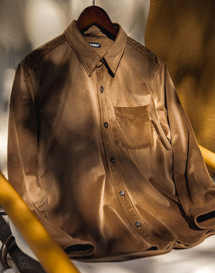 American Casual Velvet Glossy Anti-Wrinkle Men's Shirt - Harmony Gallery
