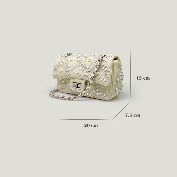 French Pearl Rhombic Chain High-End Women's Bag