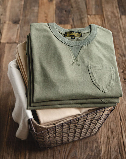 American Army Green Inverted Triangle Pocket Men's T-Shirt