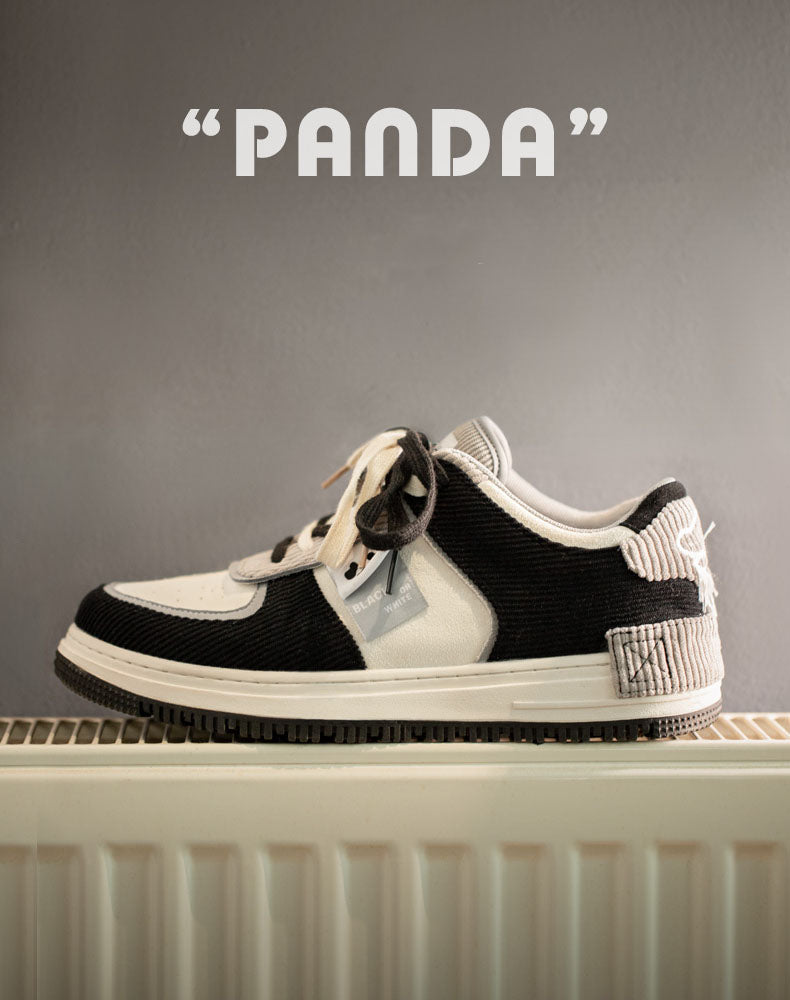 Corduroy Panda Embroidery Tassel Sports Unisex Casual Shoes - Harmony Gallery