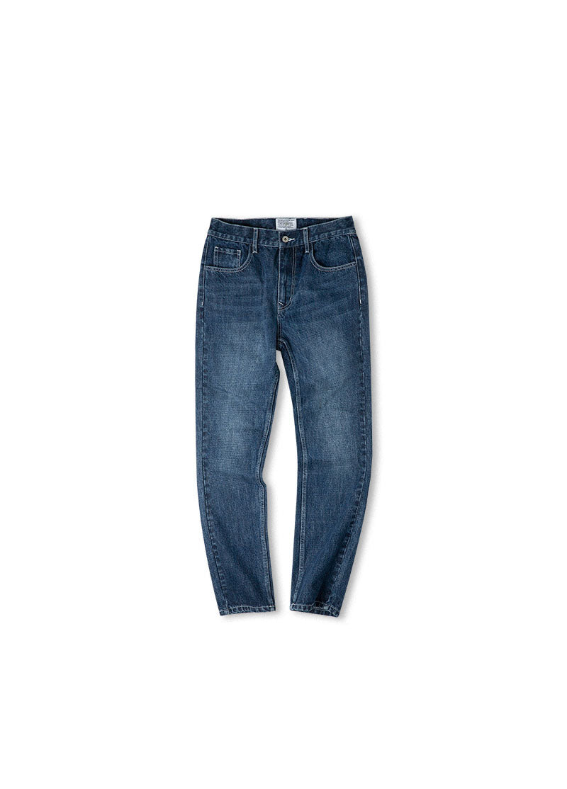 American Retro Heavy Button Denim Washed Straight Men's Jeans