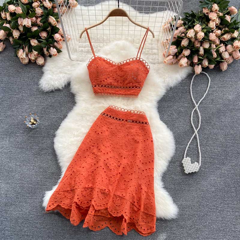 Summer Sexy Camisole Hollow High Waist Women's Suit - Harmony Gallery
