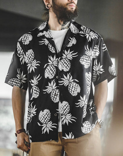American Hawaiian Pineapple Beach Vacation Men's Shirt - Harmony Gallery