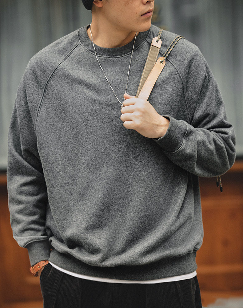 Vintage Terry Towel Sweatshirt Tooling Retro Terry Cloth Round