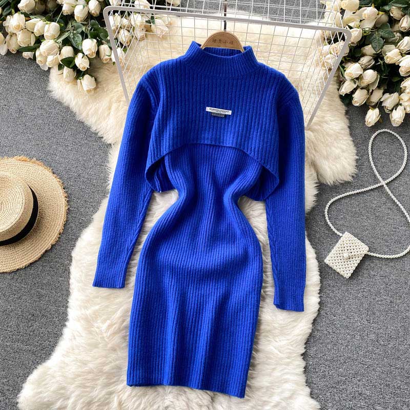 Light Mature Style Knitted Dress Sweater Women's Suit