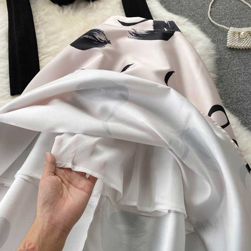 Black Swan Knitted Versatile Printed Skirt Women's Suit