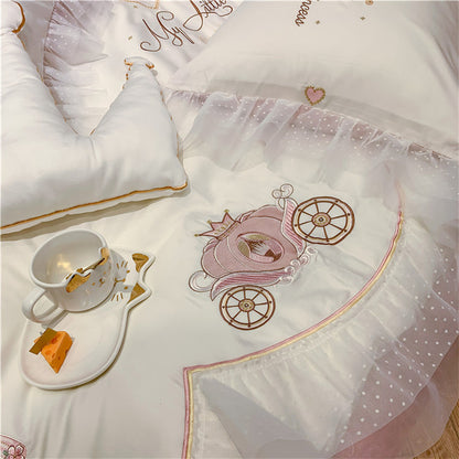 Princess Four-Piece Cotton Ballet Girl Embroidery Bed Set