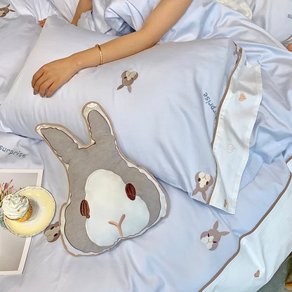Girl Heart Five Piece Cotton Princess Cute Rabbit Bed Set