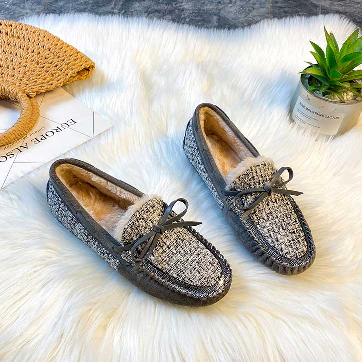 Trendy Winter Leather Non-Slip Women's Flat Loafer - Harmony Gallery