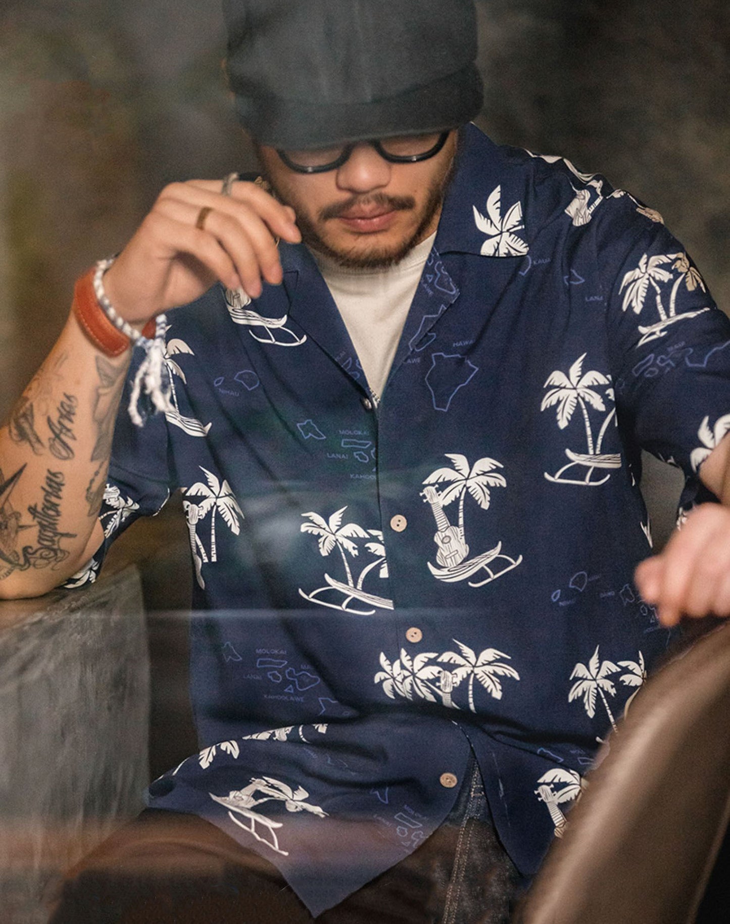 American Bar Collar Coconut Hawaiian Seaside Print Men's Shirt