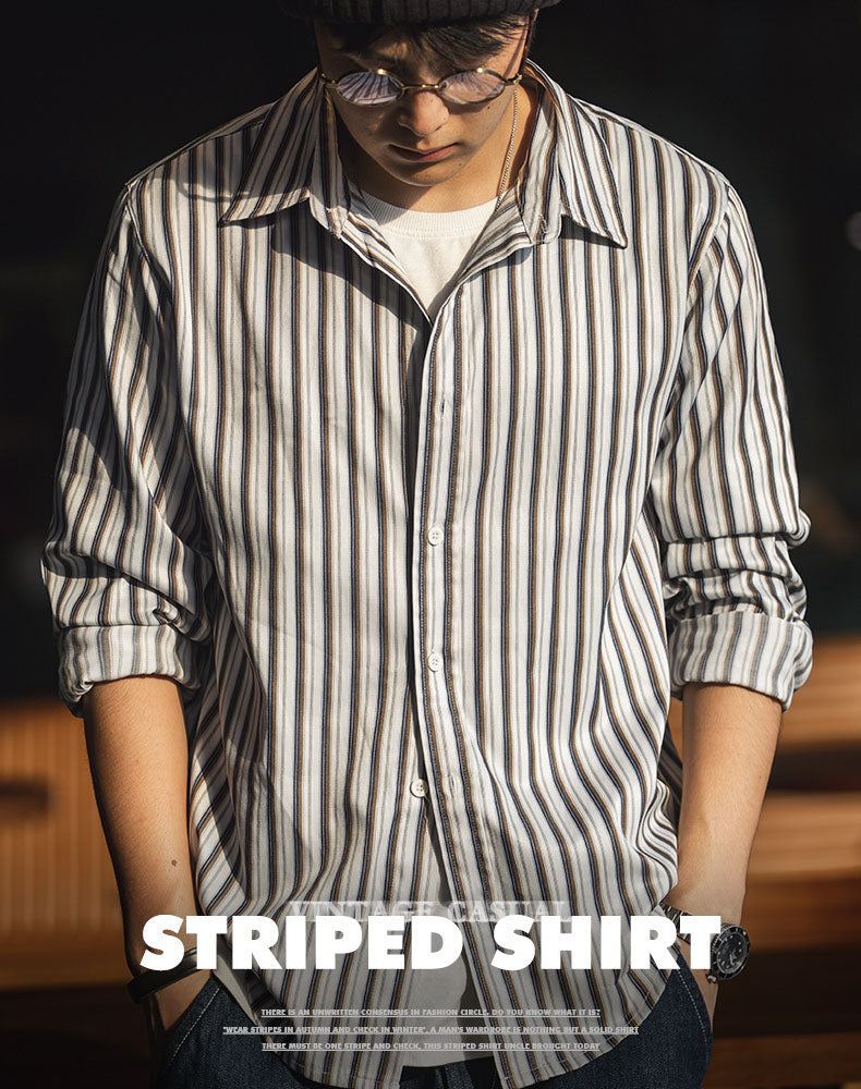 American TR Striped Business Casual Handsome Men's Shirt