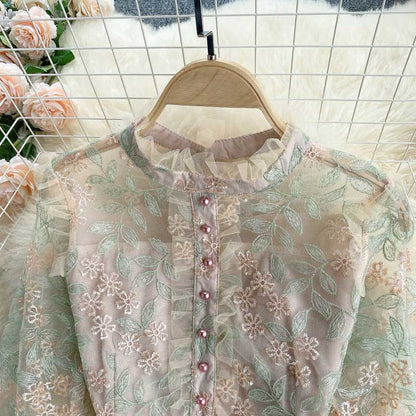Celebrity Spring Sweet Girl Embroidery Lace Trendy Women's Dress