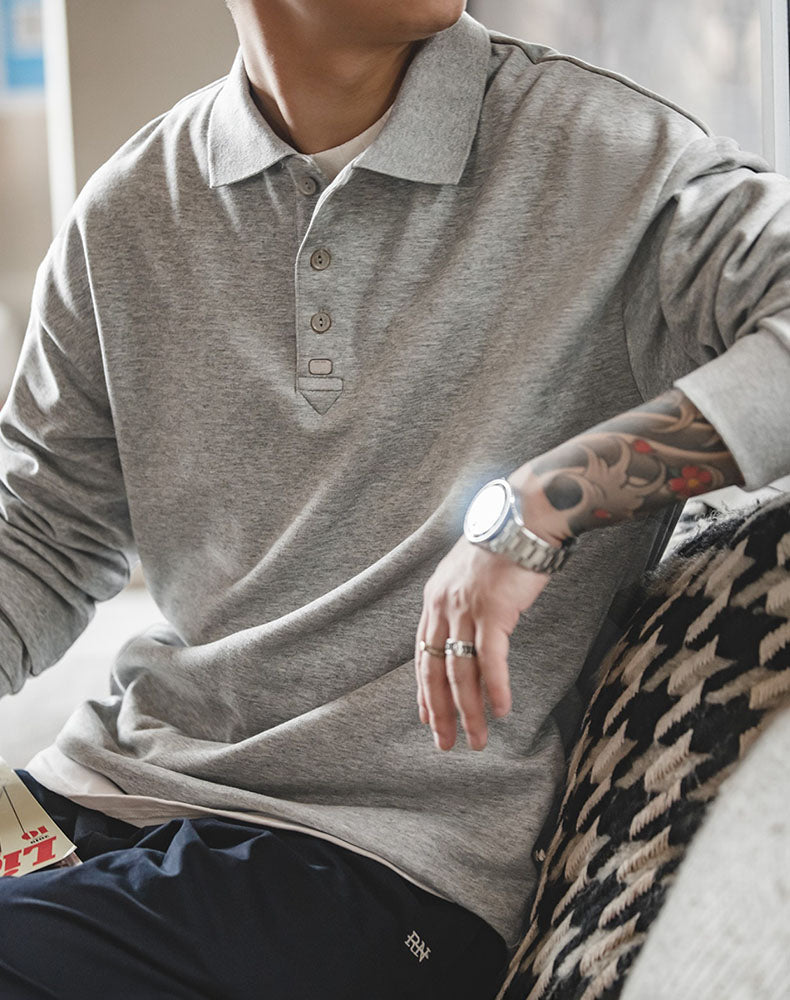 Retro Lapel Polo Loose Bottoming Long-Sleeved Men's Sweater