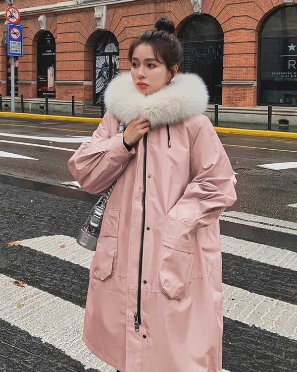 Mid-Length Big Fur Collar Winter Women's Jacket - Harmony Gallery