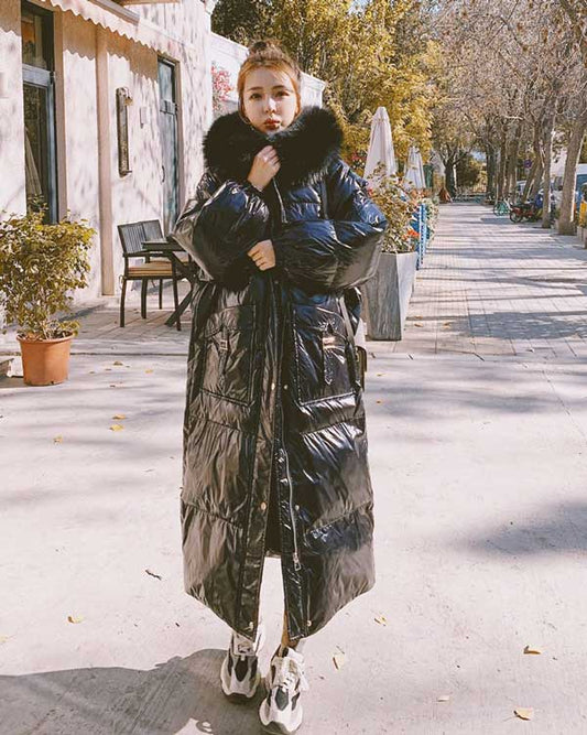 Shiny Gloss Mid-Length Padded Winter Women's Coat