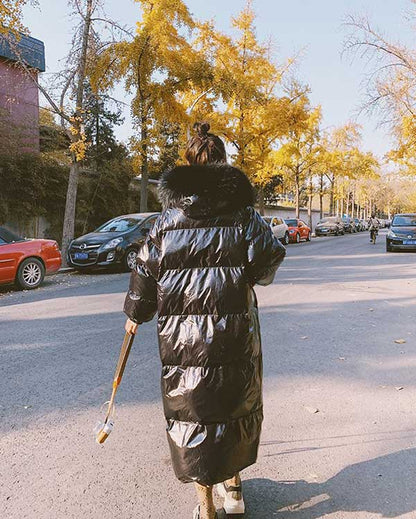 Shiny Gloss Mid-Length Padded Winter Women's Coat