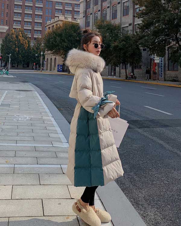 Mid-Length Loose Padded Fur Collar Winter Women's Coat - Harmony Gallery
