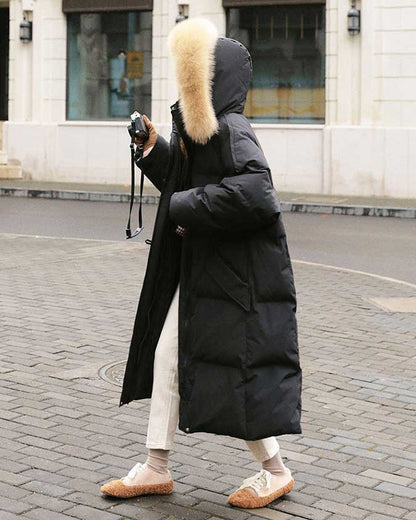 Mid-Length Winter Thickened Quilted Fur Collar Women's Coat