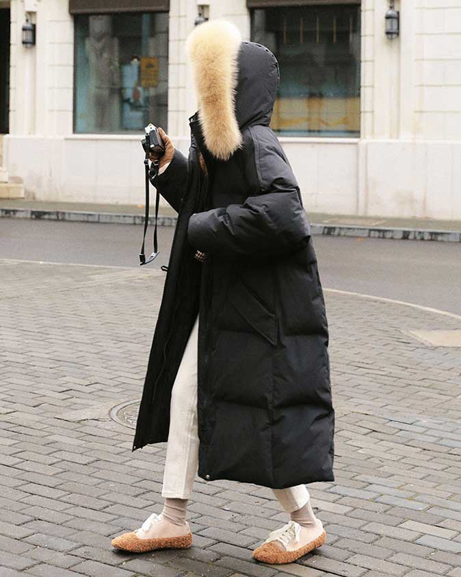 Mid-Length Winter Thickened Quilted Fur Collar Women's Coat - Harmony Gallery