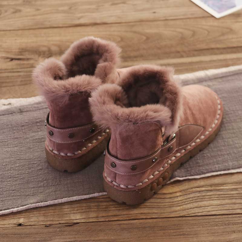 Rabbit Fur Winter Rivet Comfortable Women's Boots