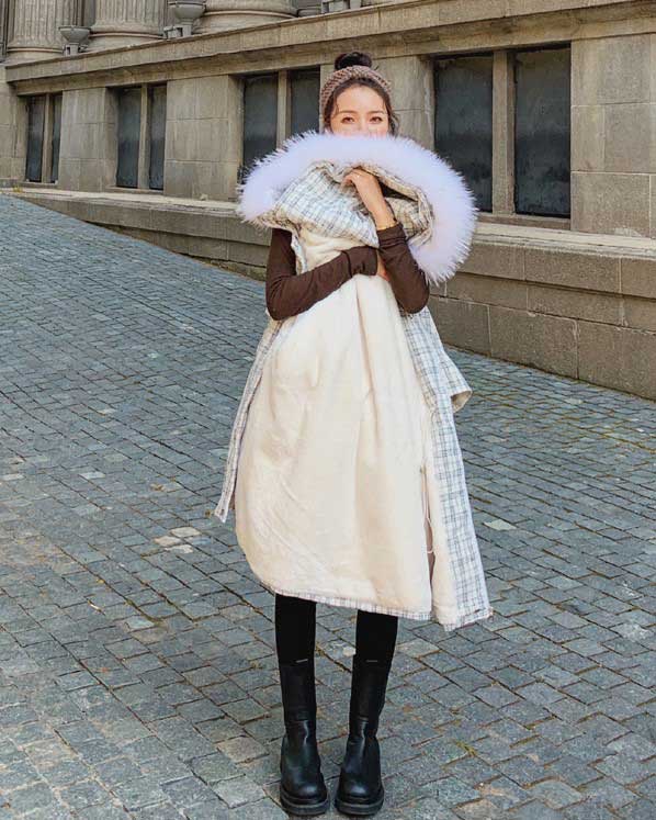 Short Length Faction Plaid Cotton Winter Women's Coat - Harmony Gallery